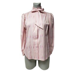 vintage 1970s Ruggeri striped Polka Dotted button down blouse . M - L